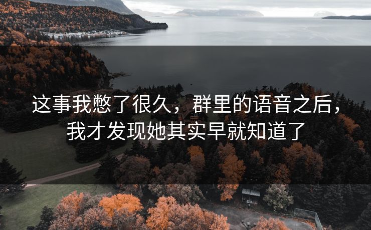 这事我憋了很久，群里的语音之后，我才发现她其实早就知道了