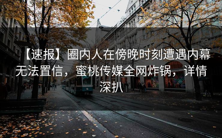 【速报】圈内人在傍晚时刻遭遇内幕无法置信，蜜桃传媒全网炸锅，详情深扒